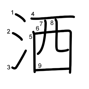 洒